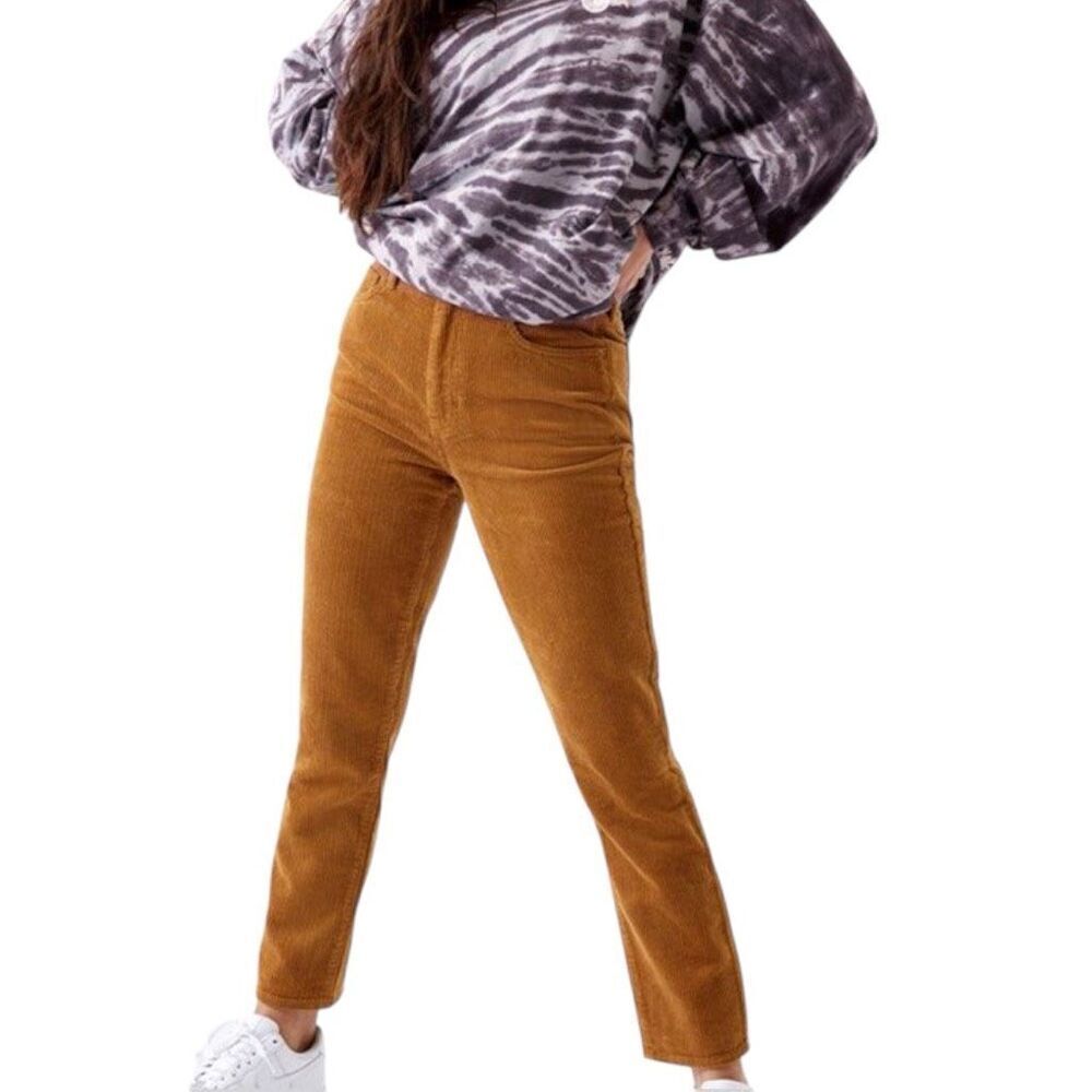 Womens Pacsun Mustard Corduroy Y2K Throwback Mom Jean Pants - Sz 25